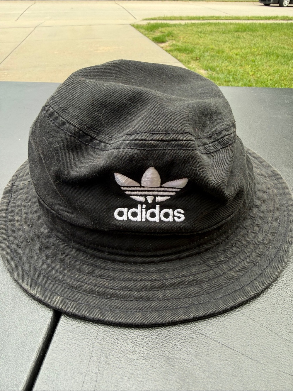 Vintage adidas Black Trefoil Bucket Hat - Men's Accessory